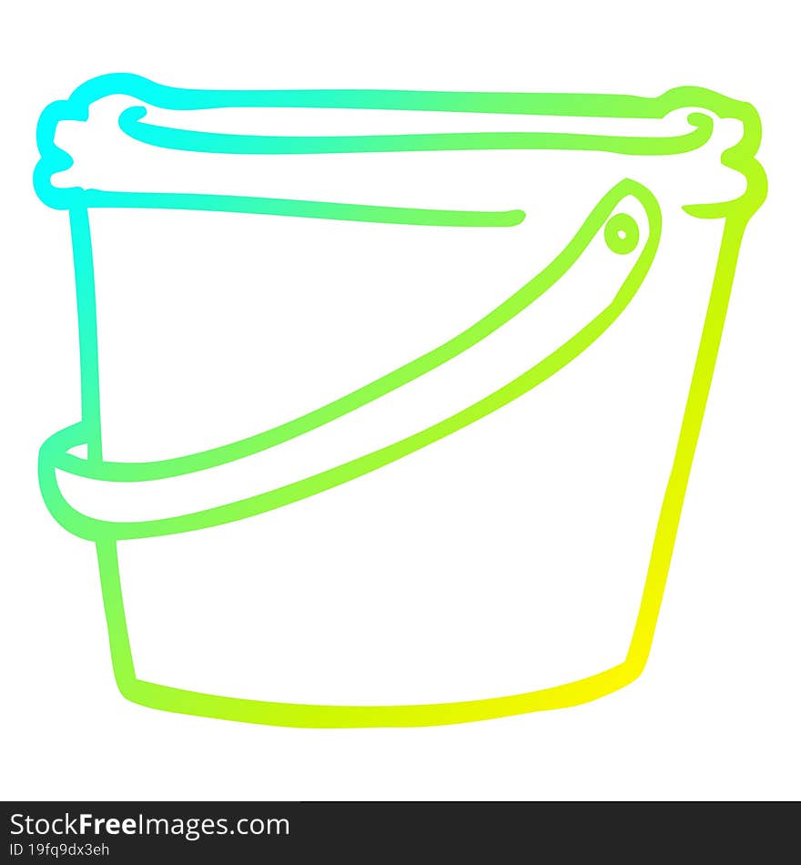 cold gradient line drawing cartoon bucket