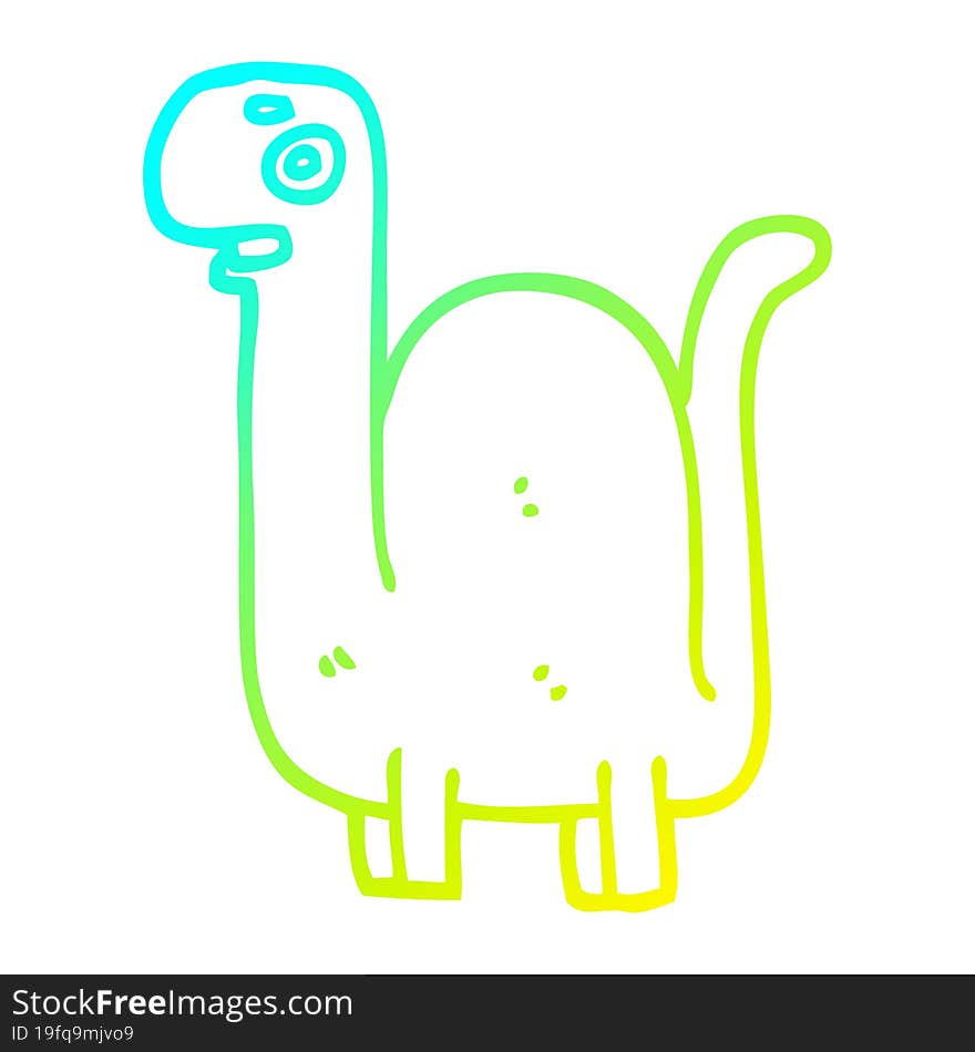 cold gradient line drawing cartoon prehistoric dinosaur