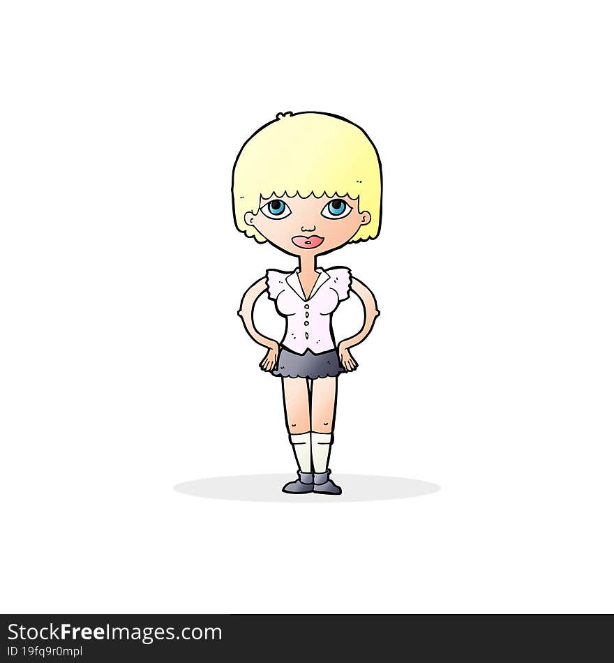 cartoon woman with hands on hips