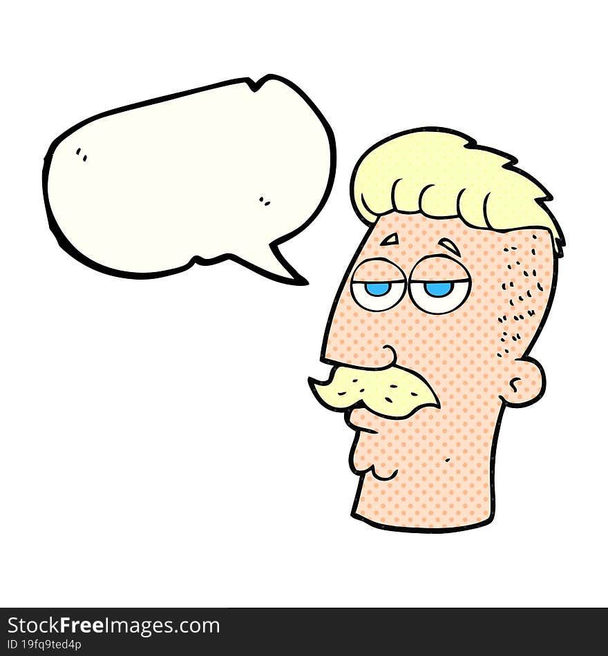 comic book speech bubble cartoon man with hipster hair cut