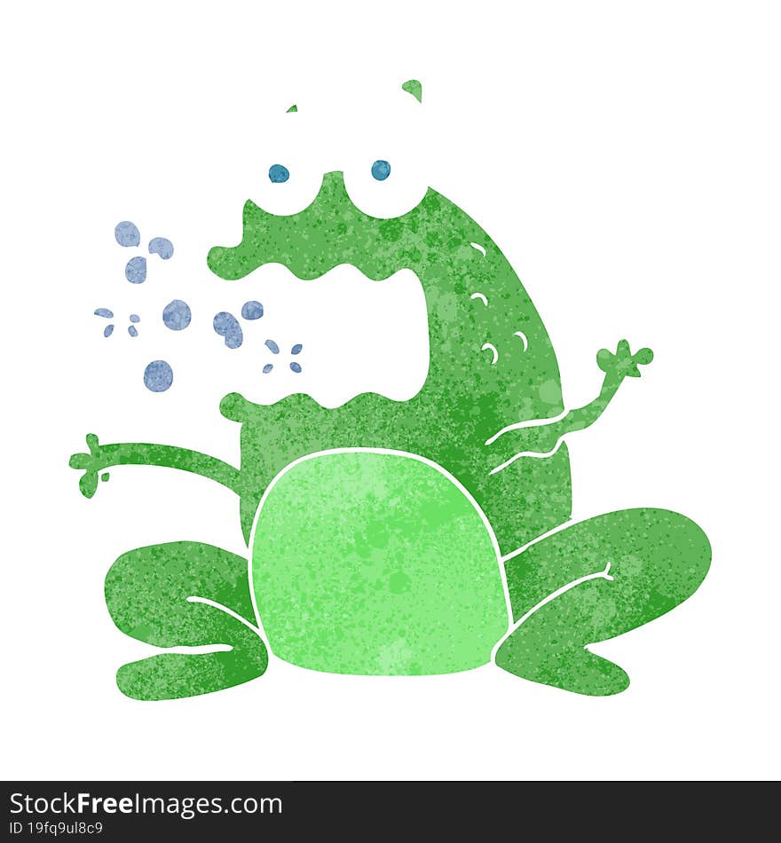 retro cartoon burping frog