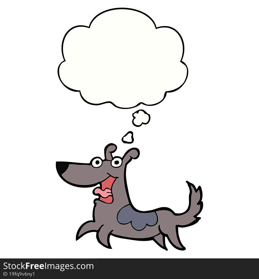 happy dog cartoon with thought bubble. happy dog cartoon with thought bubble