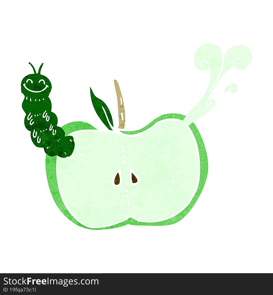 Cartoon Apple With Bug