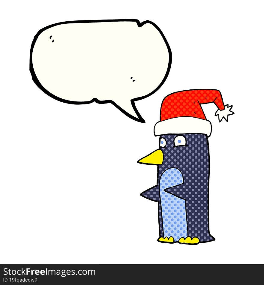 comic book speech bubble cartoon christmas penguin