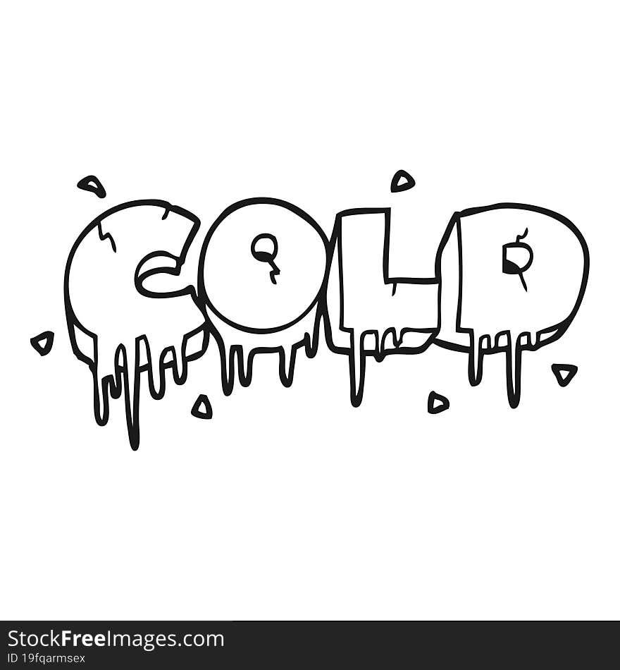 black and white cartoon cold text symbol