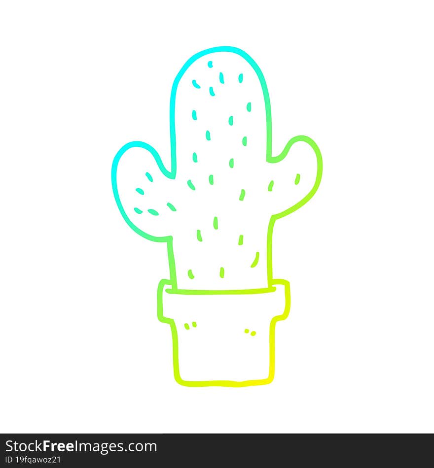 cold gradient line drawing cartoon cactus