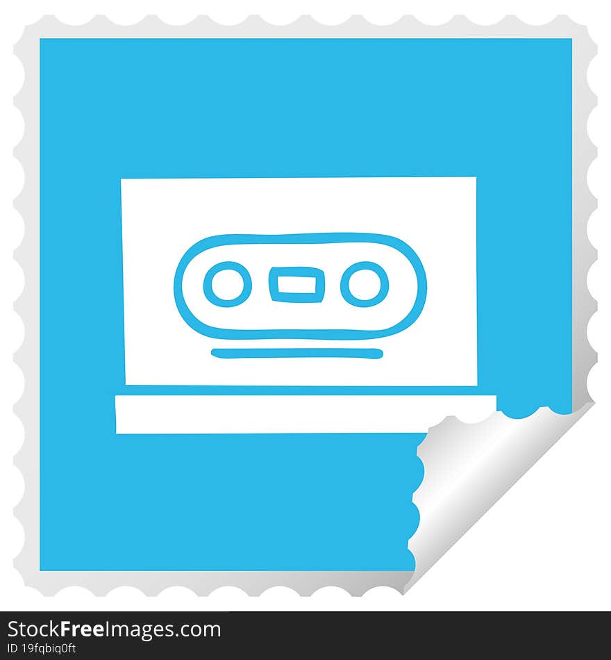 square peeling sticker cartoon retro cassette