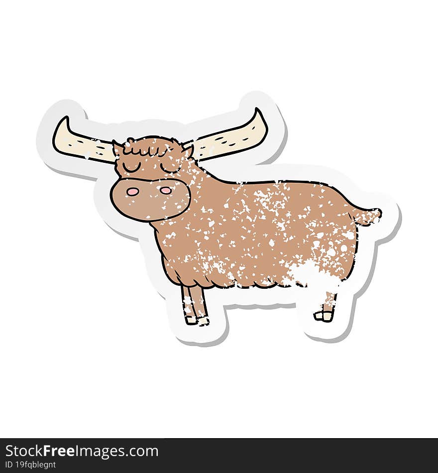 distressed sticker of a cartoon bull