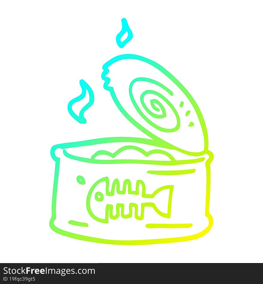 cold gradient line drawing cartoon tin of tuna