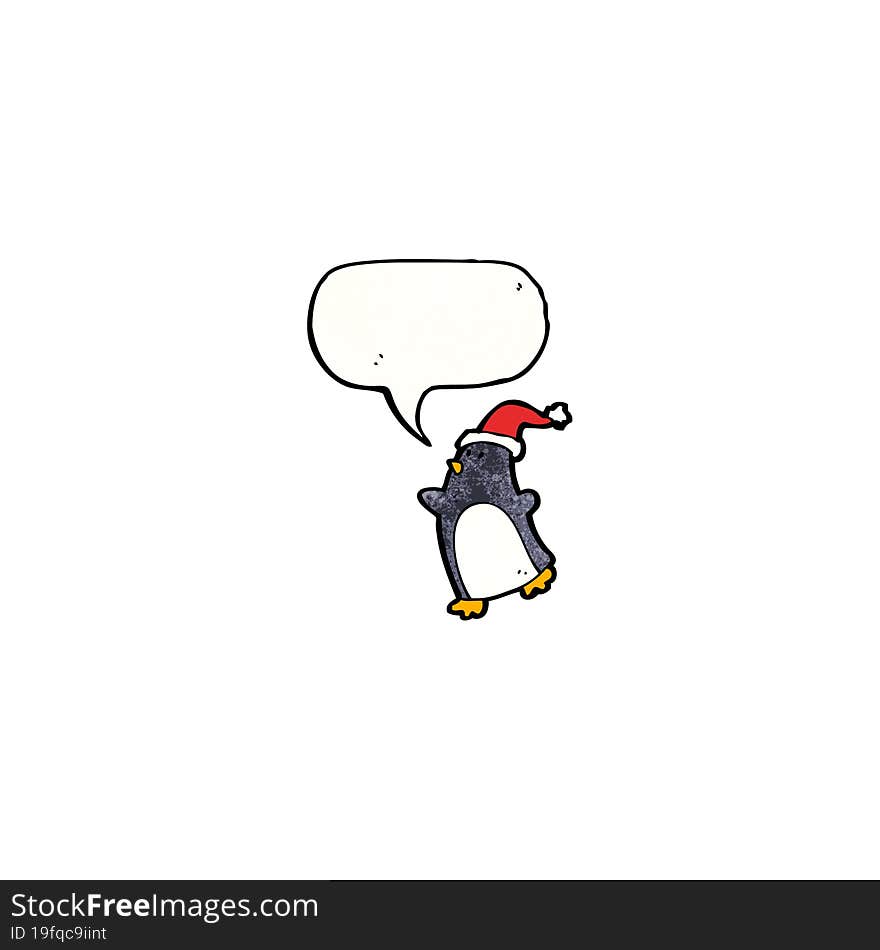 cartoon penguin in christmas hat