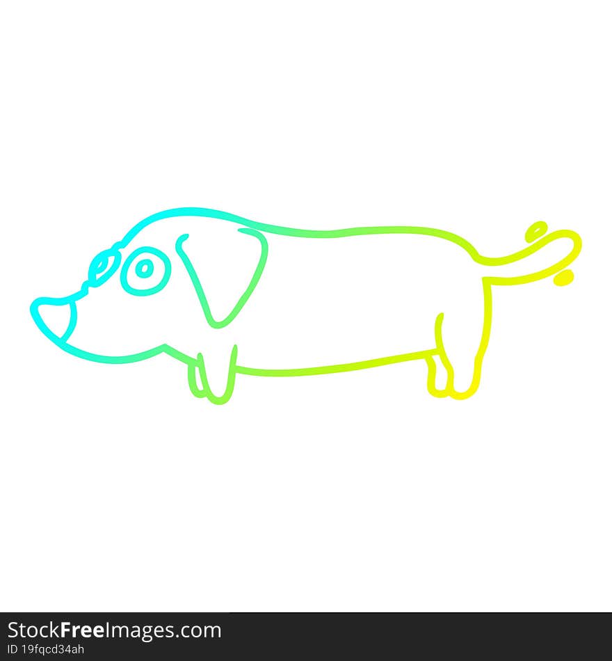 cold gradient line drawing little dog