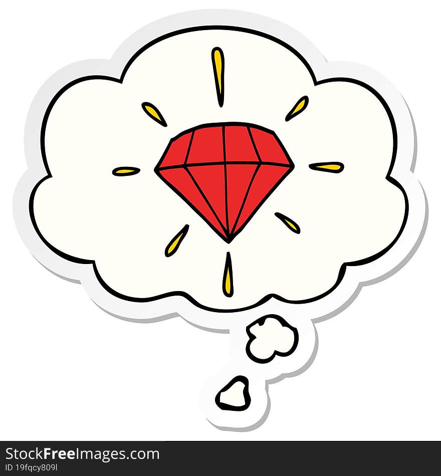 cartoon tattoo diamond with thought bubble as a printed sticker