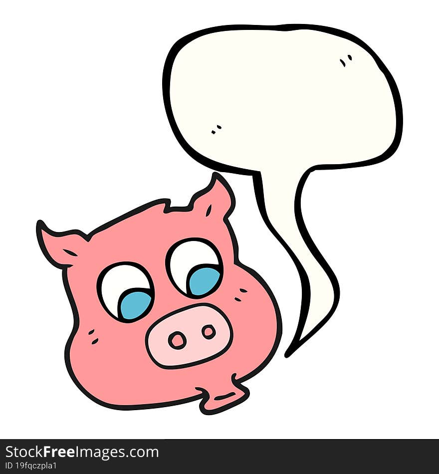 freehand drawn speech bubble cartoon pig