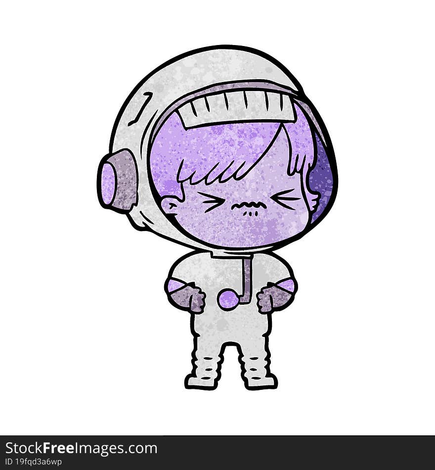 angry cartoon space girl. angry cartoon space girl