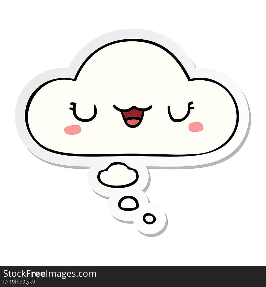 cute cartoon face with thought bubble as a printed sticker