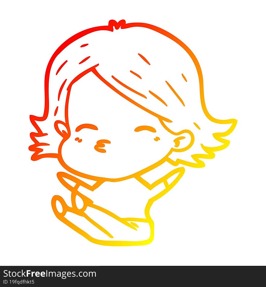 warm gradient line drawing cartoon woman sitting