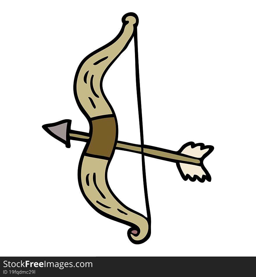 cartoon doodle bow and arrow