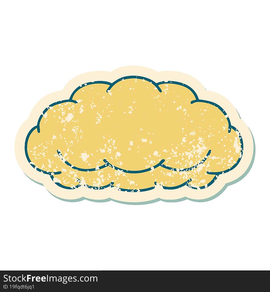 distressed sticker tattoo style icon of a cloud a grey cloud