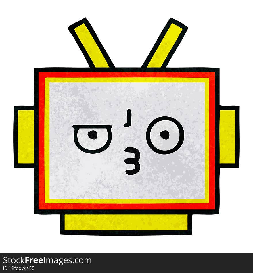 Retro Grunge Texture Cartoon Robot Head