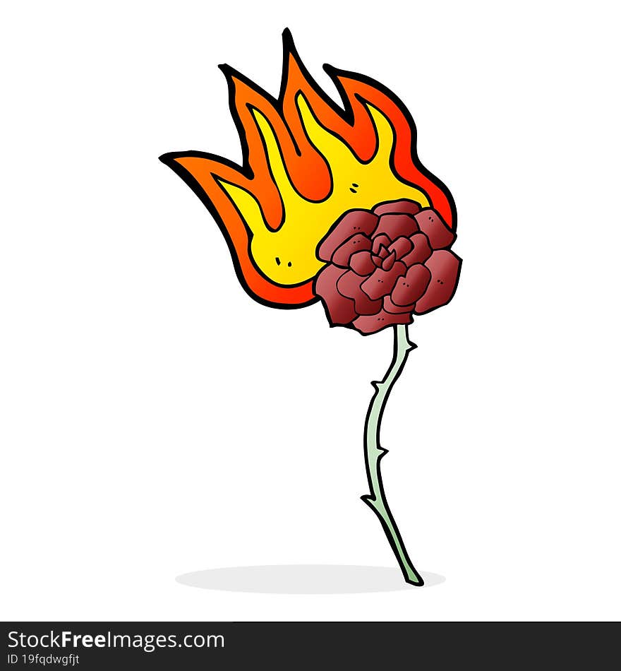 cartoon burning rose