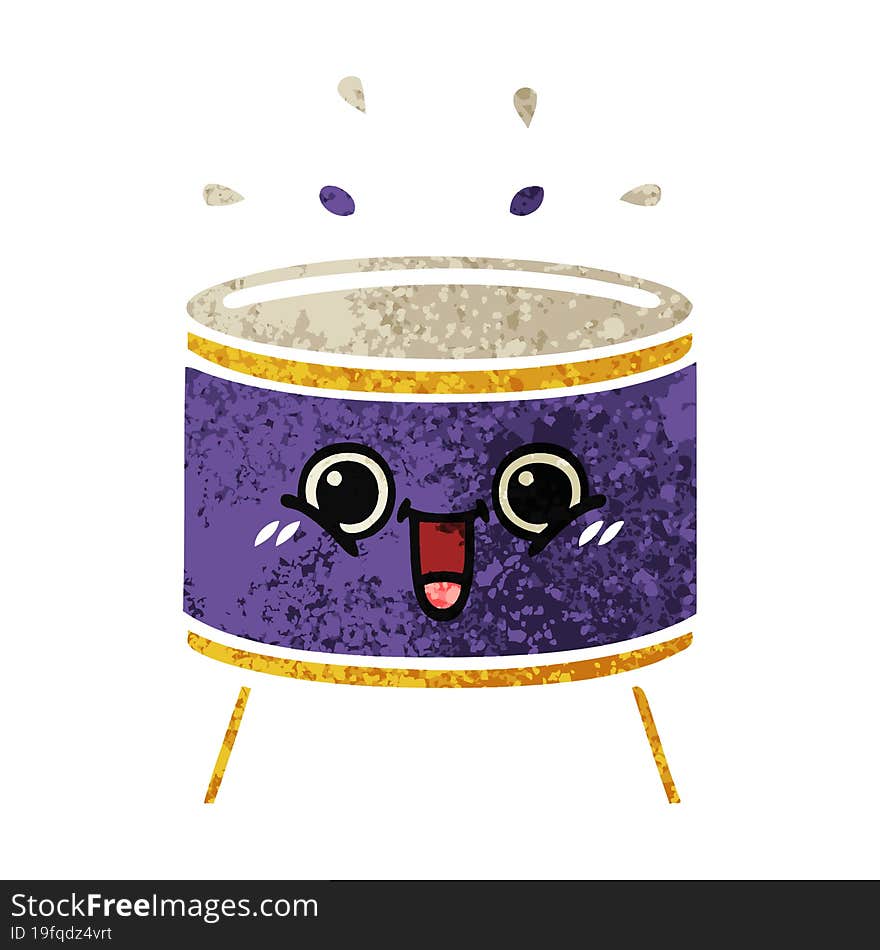 retro illustration style cartoon drum