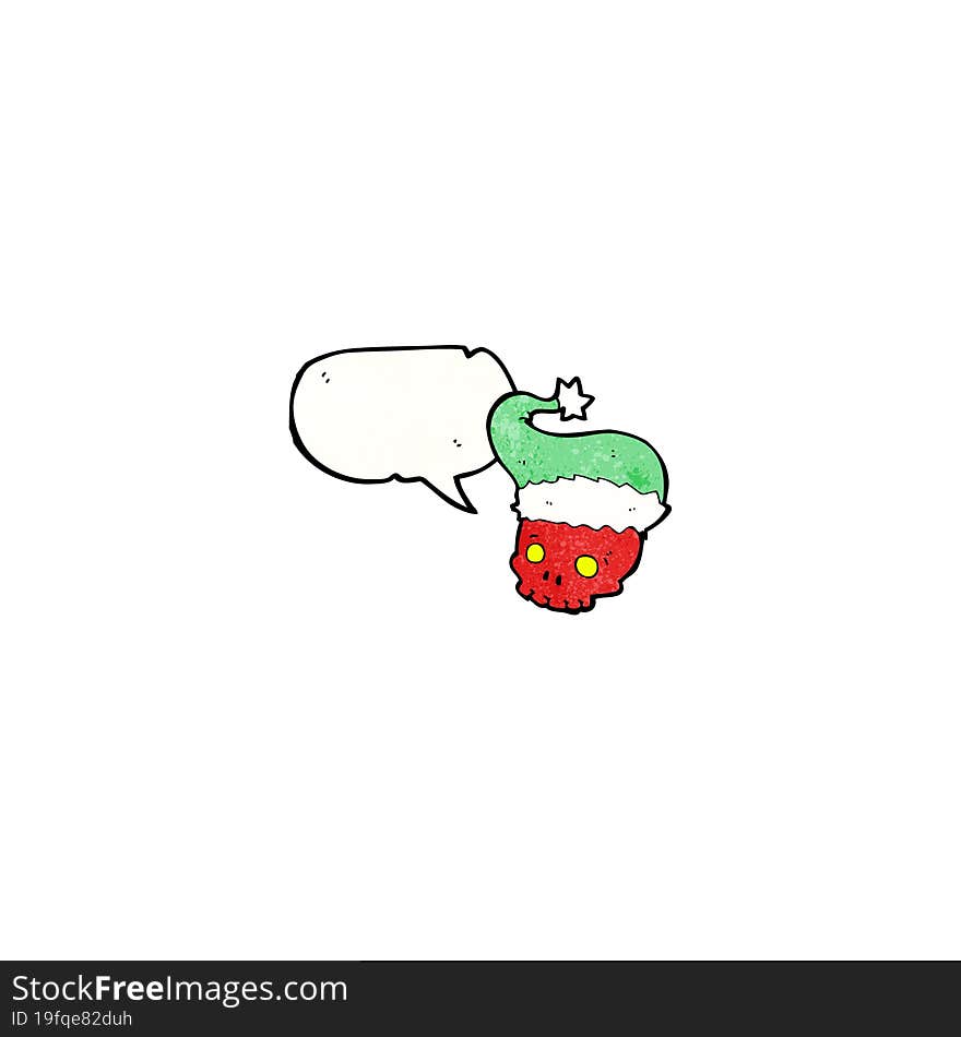 Cartoon Skull In Santa Hat