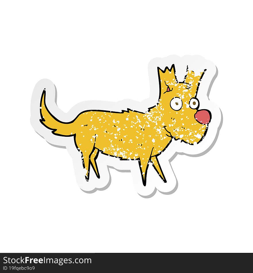 retro distressed sticker of a cartoon cute little dog