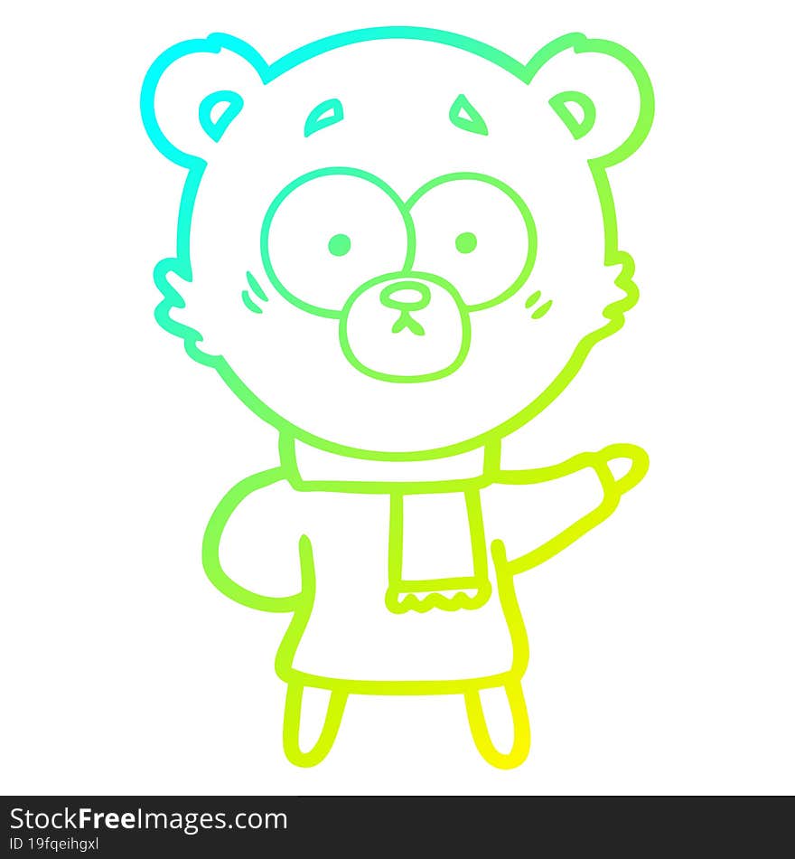 cold gradient line drawing surprised bear cartoon