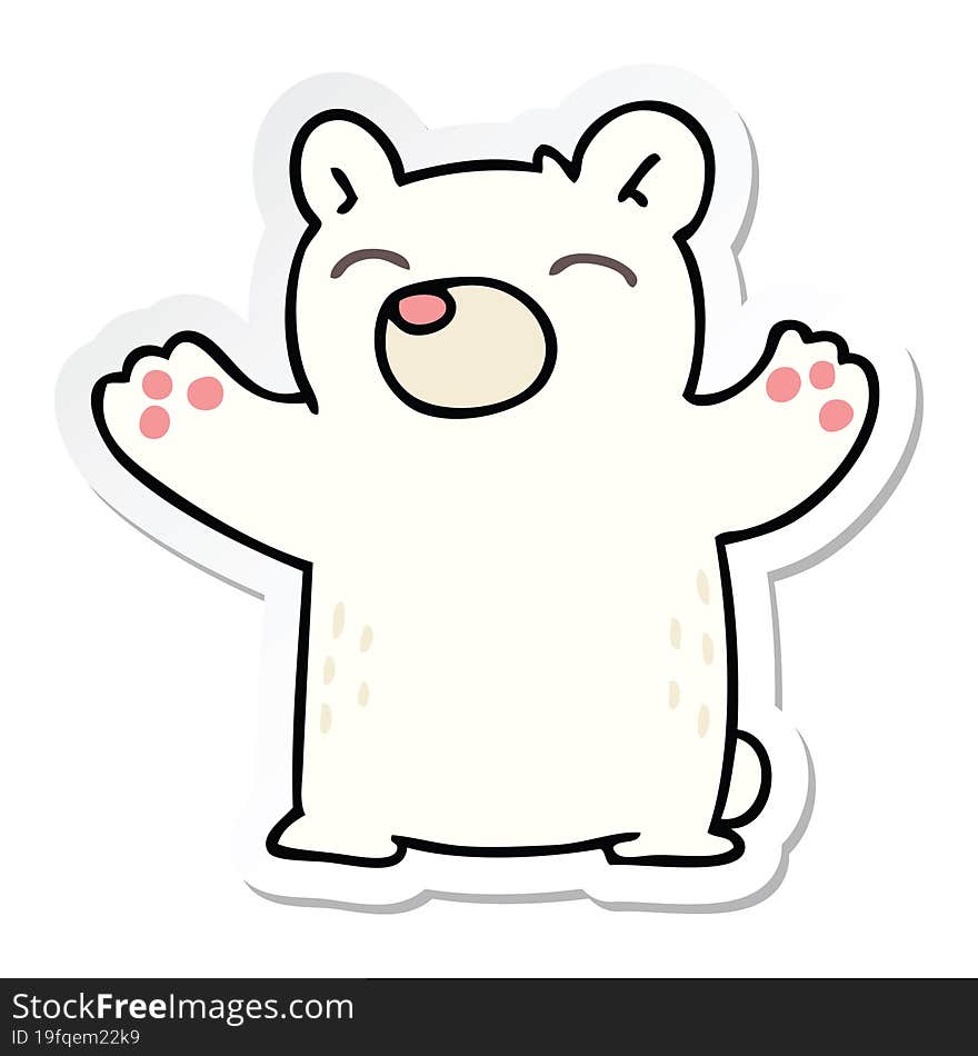 sticker of a quirky hand drawn cartoon polar bear