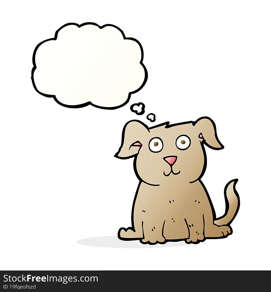 cartoon happy dog with thought bubble