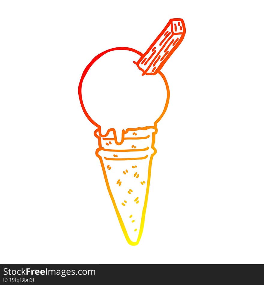 Warm Gradient Line Drawing Cartoon Ice Cream