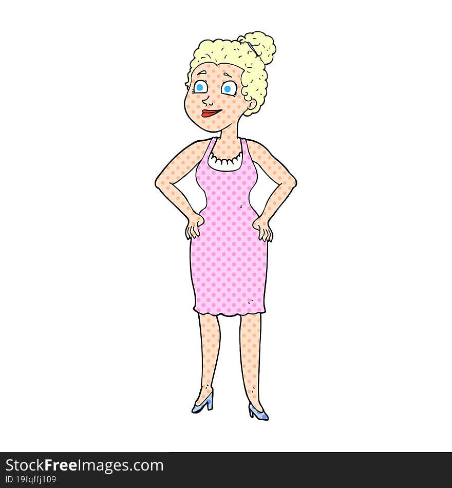 cartoon woman wearing dress