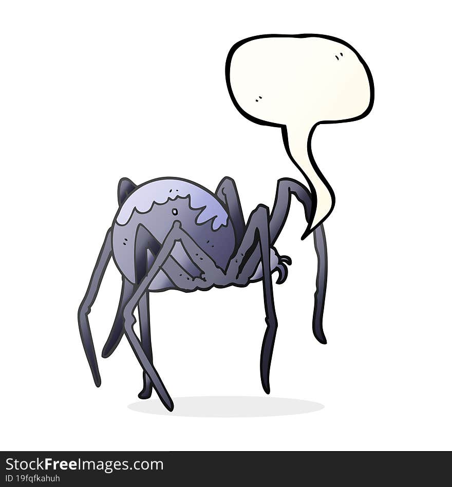 freehand drawn speech bubble cartoon creepy spider