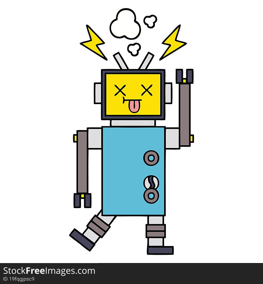 cute cartoon of a robot malfunction