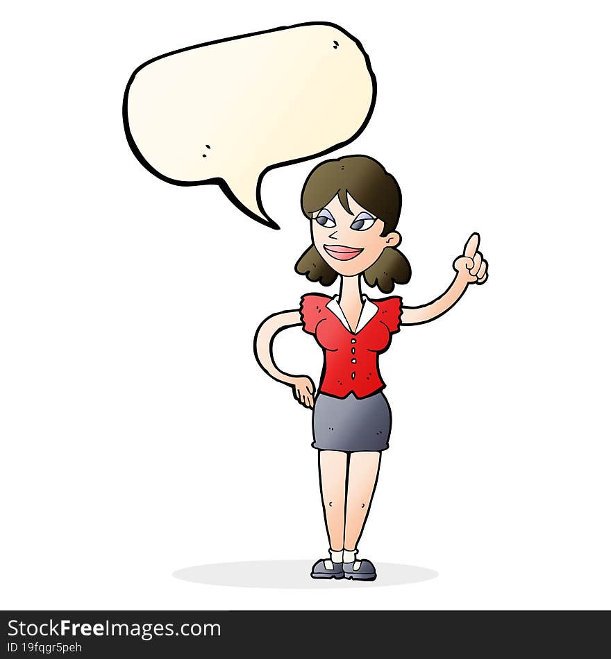 Cartoon Woman With Great Idea With Speech Bubble