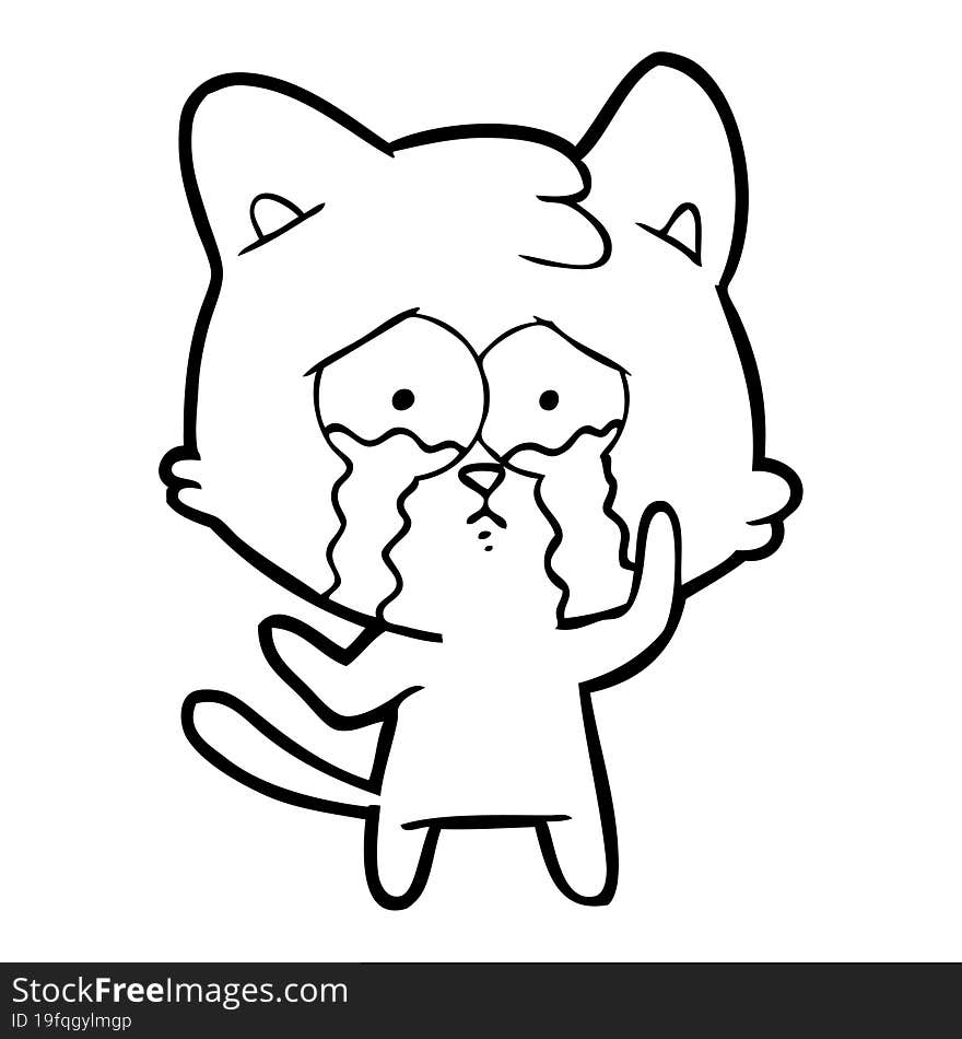 cartoon crying cat. cartoon crying cat