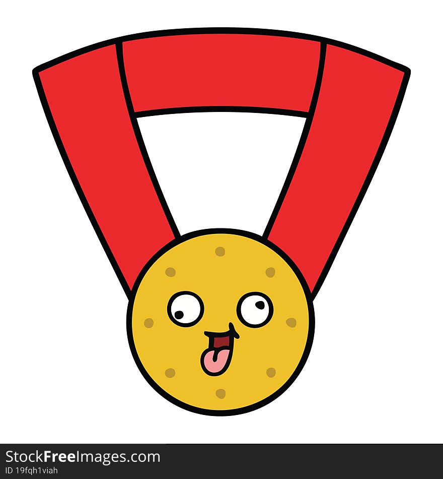 cute cartoon of a gold medal. cute cartoon of a gold medal