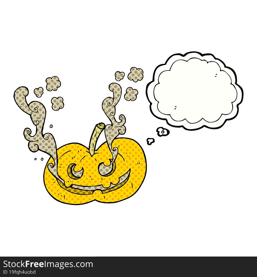 freehand drawn thought bubble cartoon halloween pumpkin