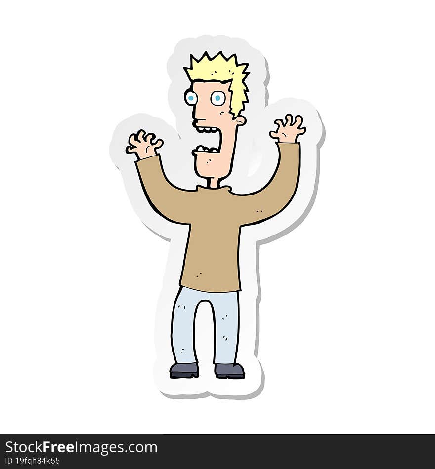 sticker of a cartoon terrified man