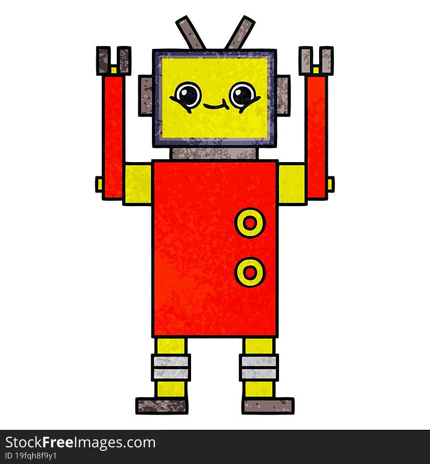 Retro Grunge Texture Cartoon Robot