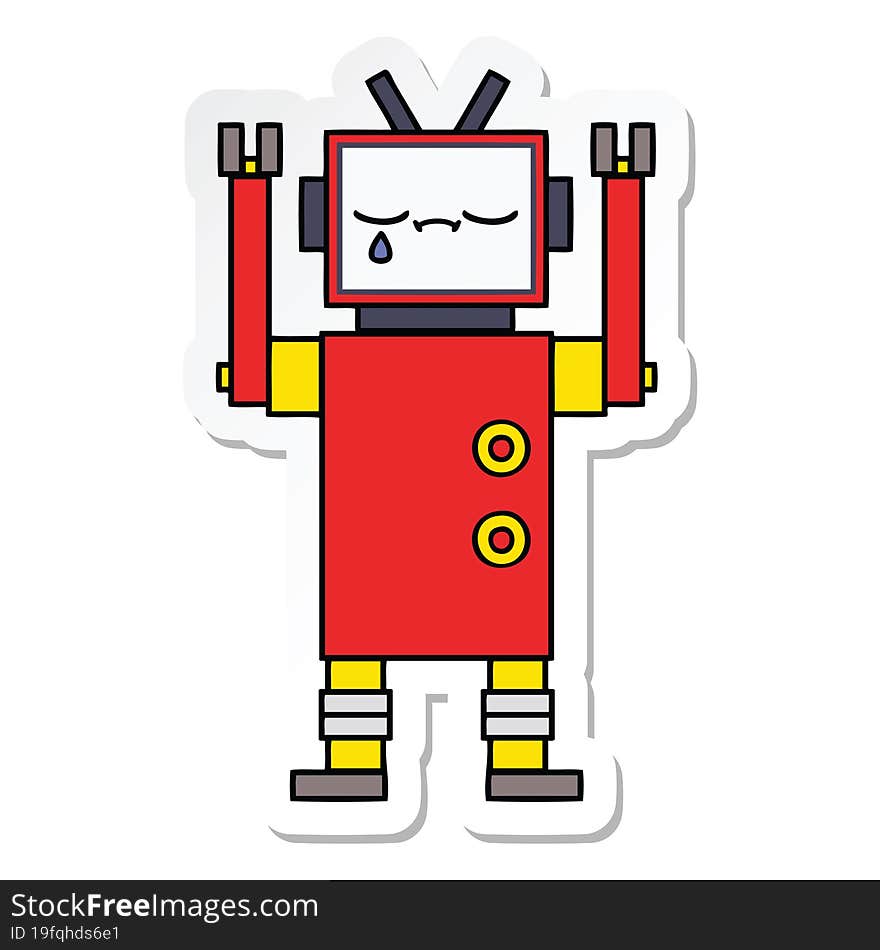 Sticker Of A Cute Cartoon Robot