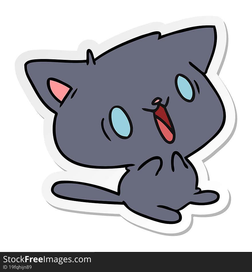 sticker cartoon illustration of cute kawaii cat. sticker cartoon illustration of cute kawaii cat