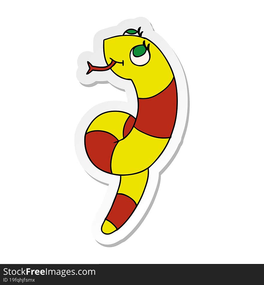 Sticker Cartoon Kawaii Of A Cute Snake