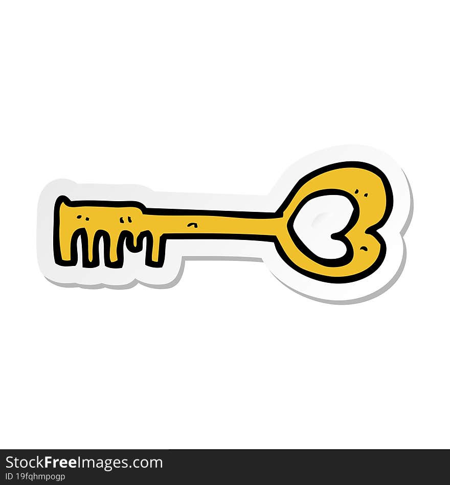 sticker of a cartoon heart shaped key