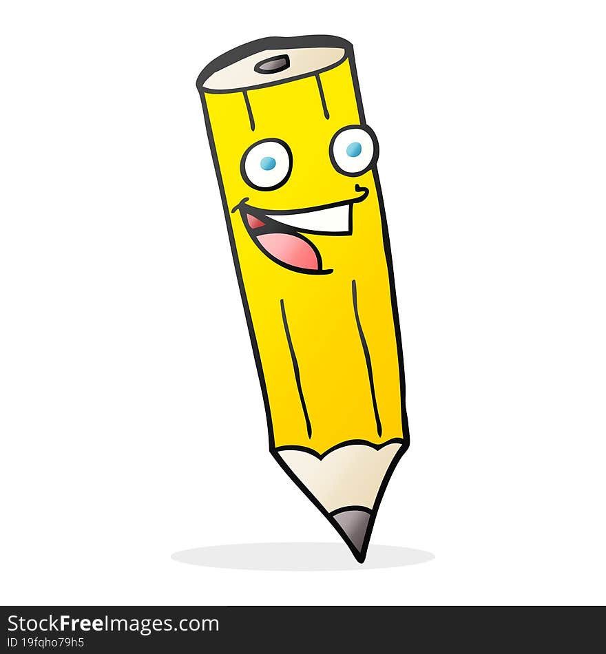 happy freehand drawn cartoon pencil. happy freehand drawn cartoon pencil