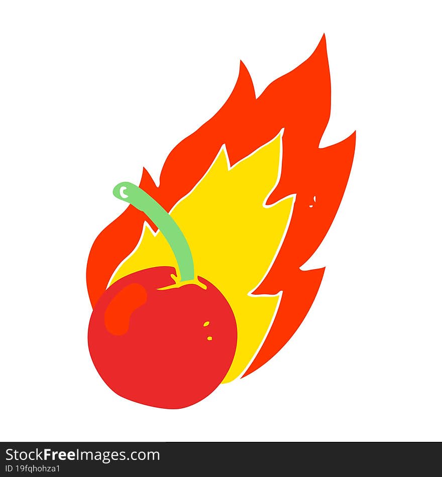 Flat Color Illustration Of A Cartoon Cherry