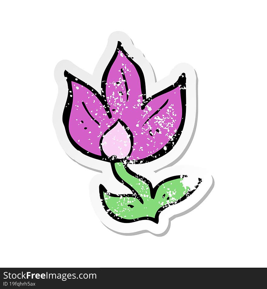 retro distressed sticker of a cartoon flower