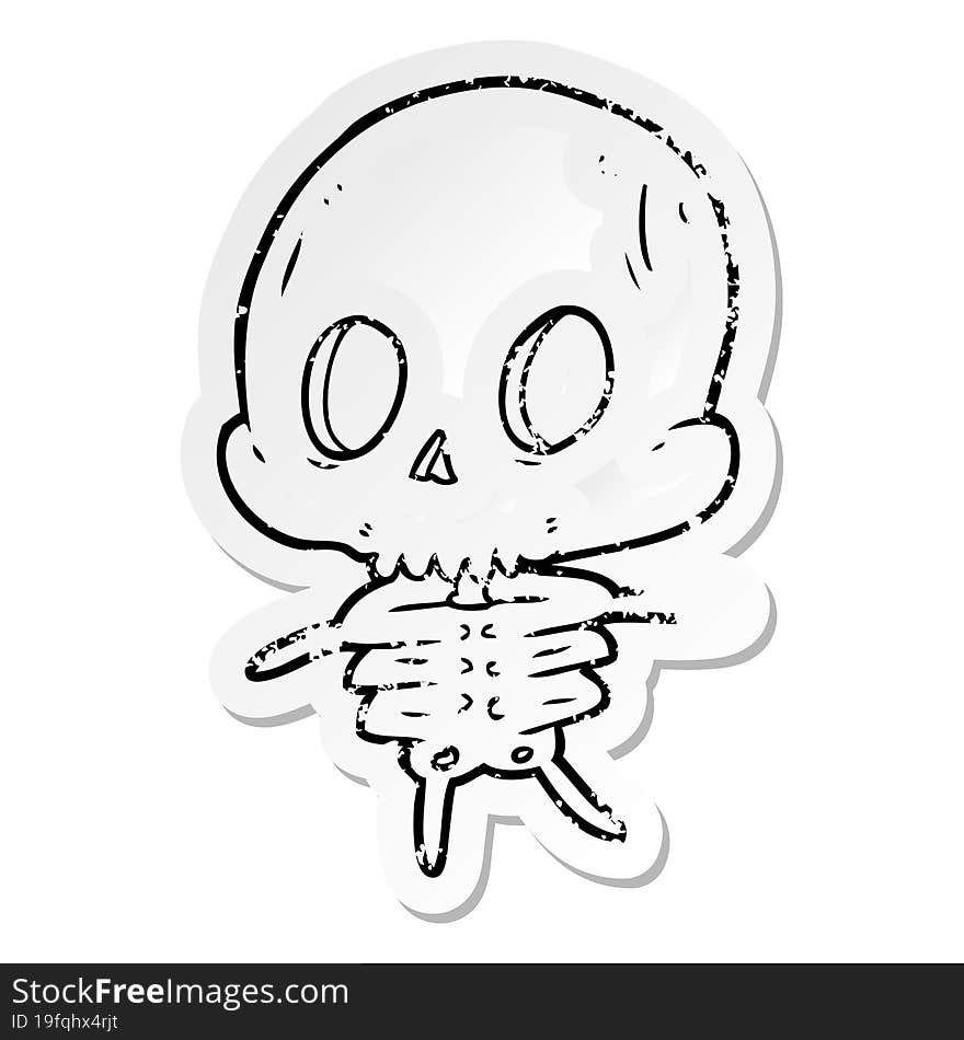 distressed sticker of a cartoon skeleton