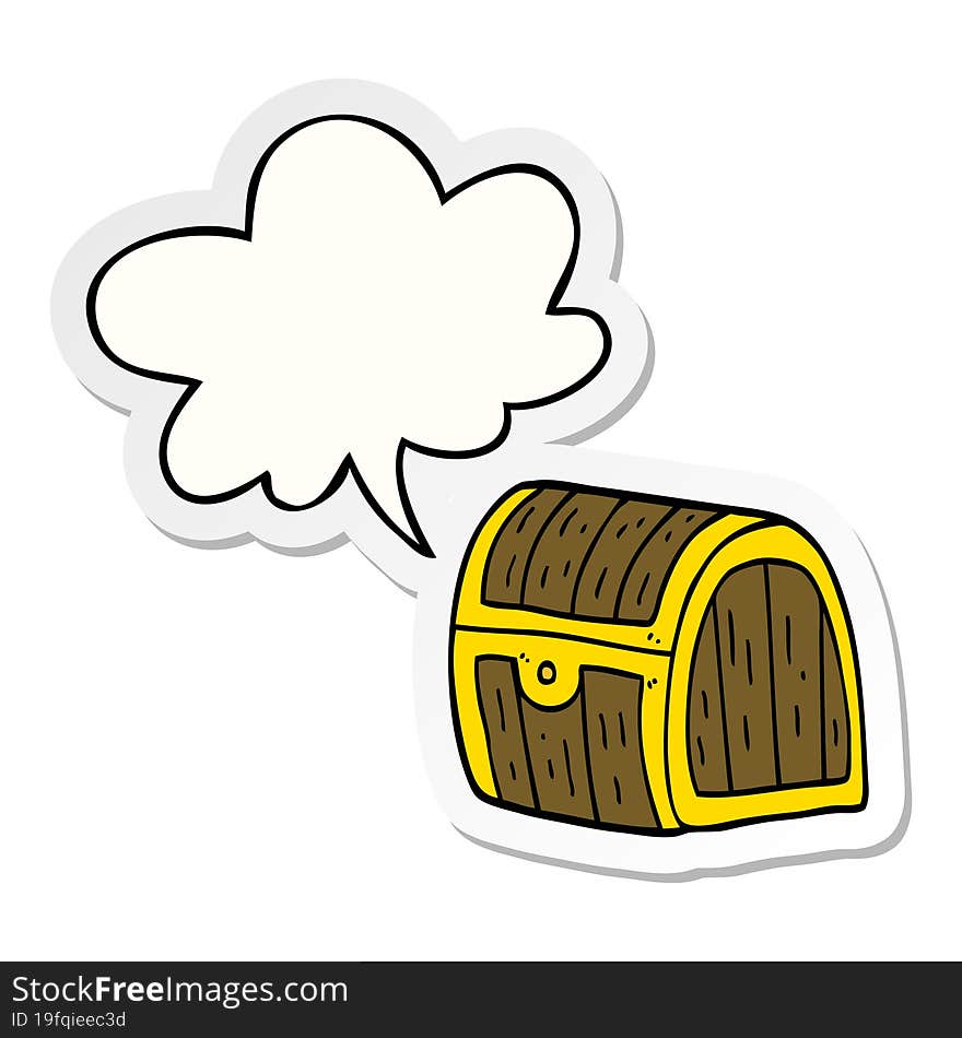 cartoon treasure chest with speech bubble sticker