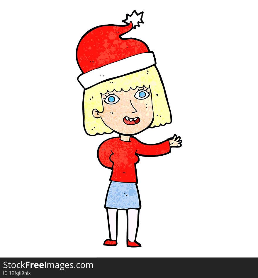 cartoon woman ready for christmas